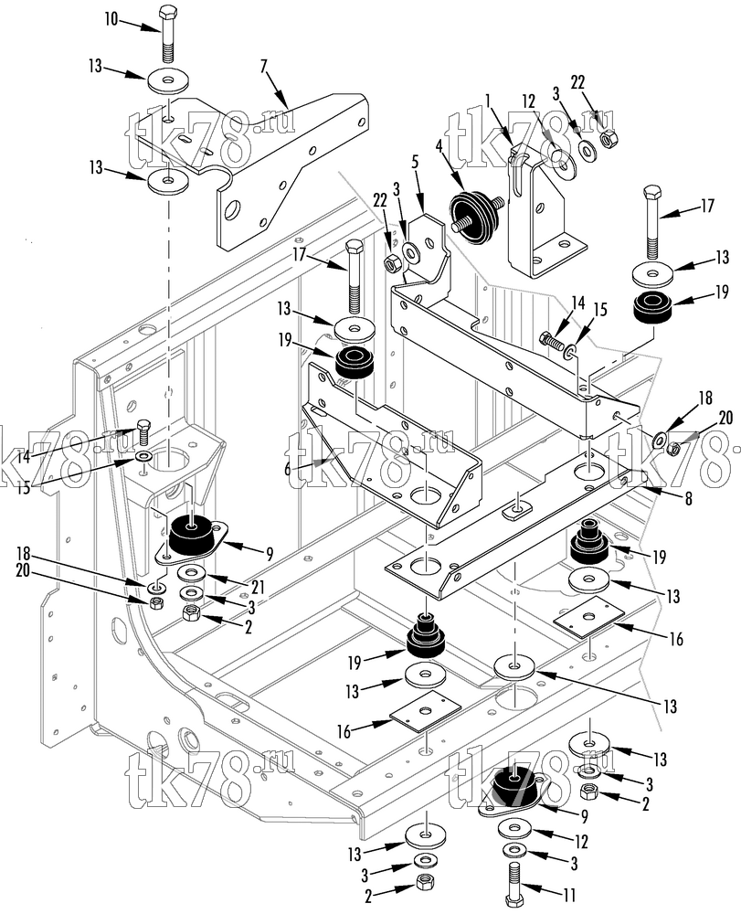 Каталог запчастей для Thermo King MD-200 w/TK 3.74 Engine ENGINE MOUNTING GROUP