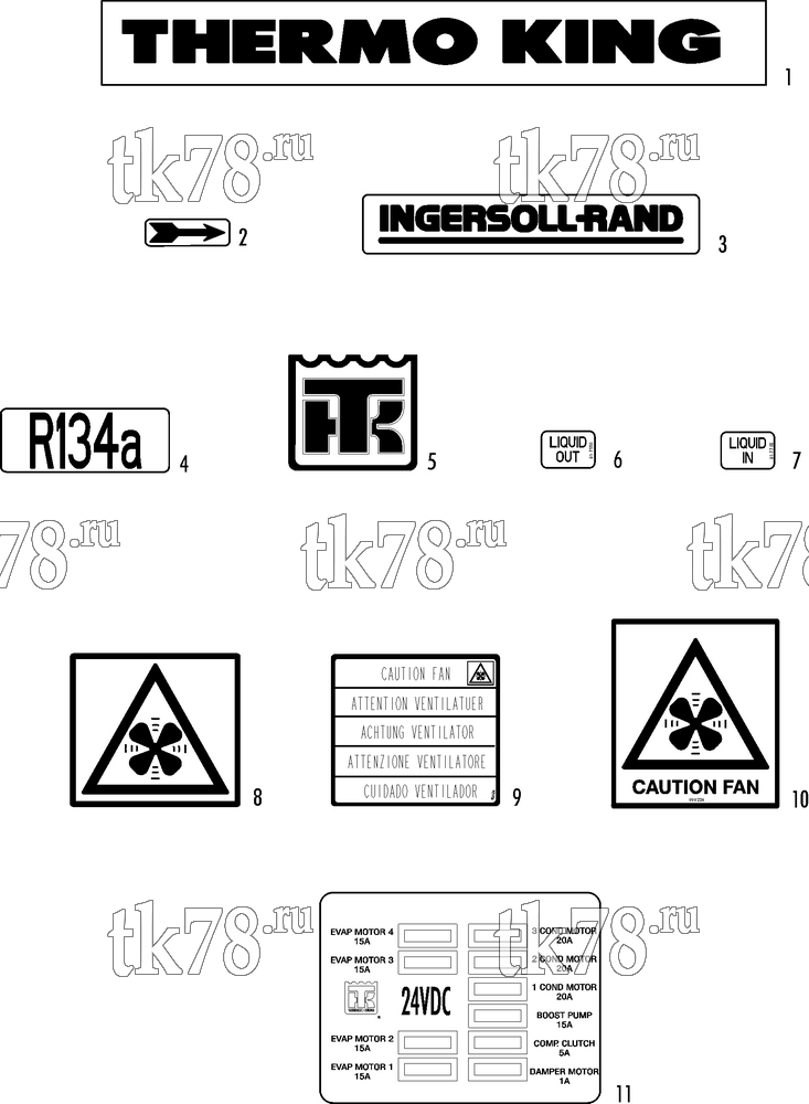 Каталог запчастей для Thermo King MRT-III N 1004 KAROSA NAMEPLATES