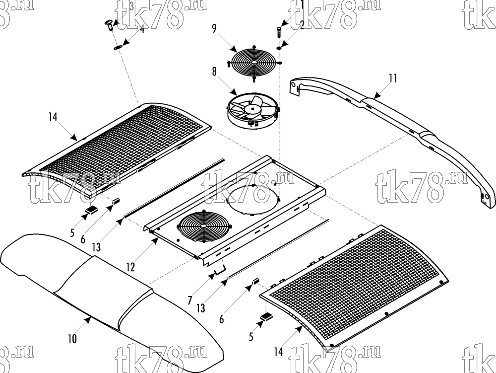Каталог запчастей для Thermo King SRT-III CONDENSER STRUCTURAL & FANS (5/03 & After)