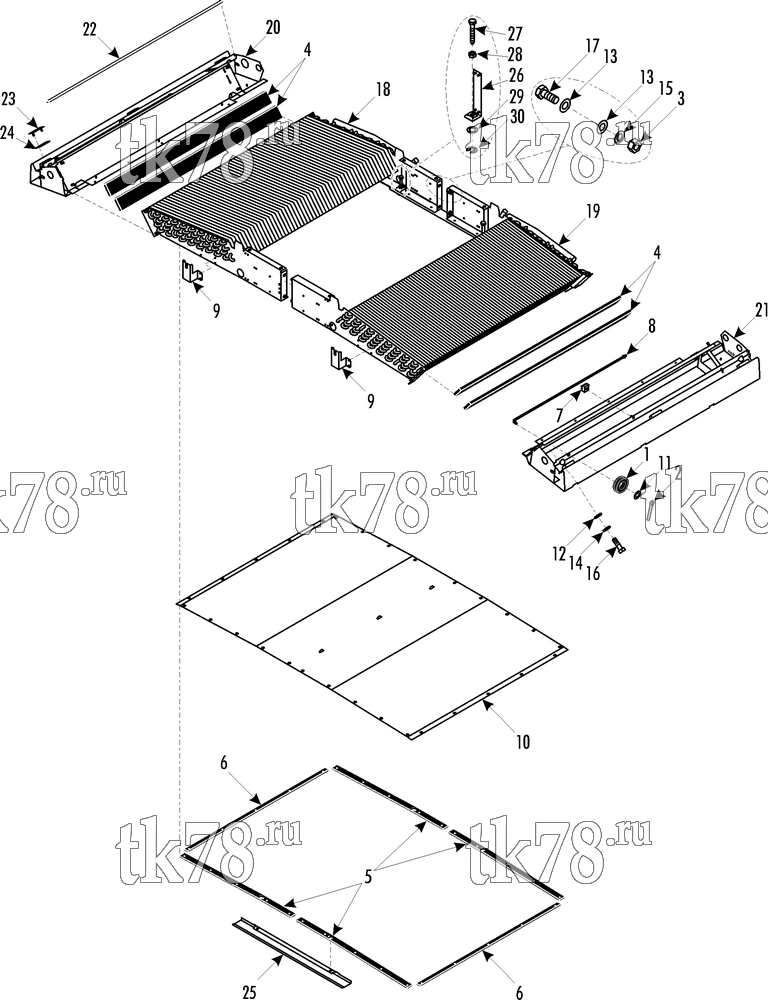 Каталог запчастей для Thermo King SRT-III CONDENSER FRAME & COILS (5/03 & After)