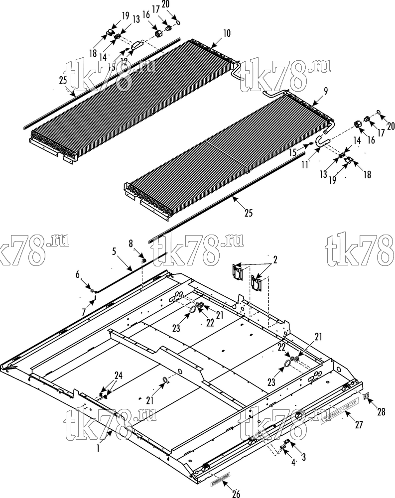 Каталог запчастей для Thermo King LRT-III W Split 1000, 1004 CONDENSER FRAME & COILS (12/03 & After)