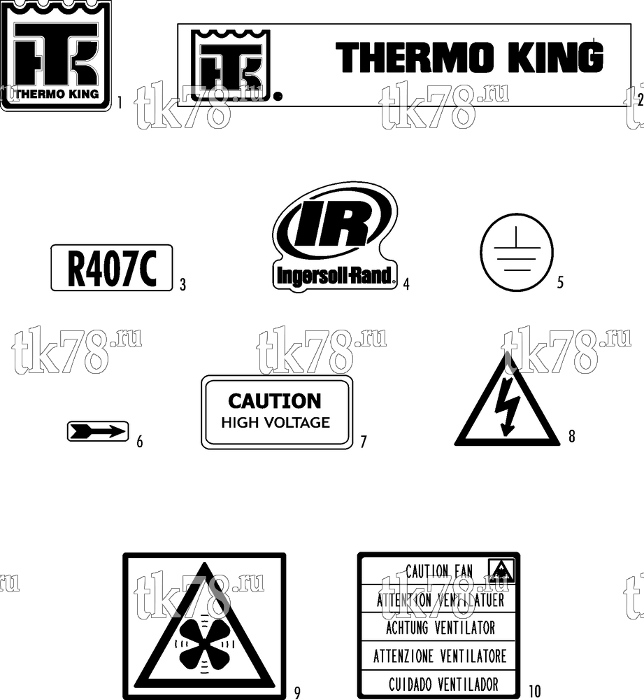 Каталог запчастей для Thermo King RAC 4 STD NAMEPLATES