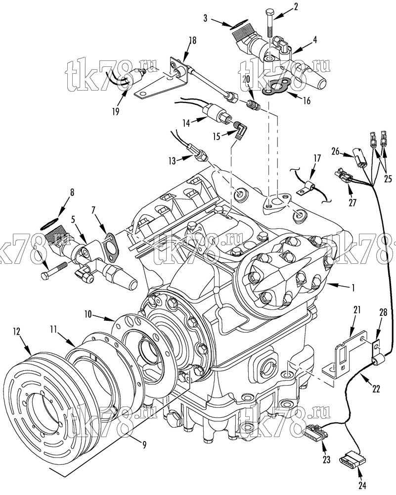 Каталог запчастей для Thermo King  COMPRESSOR GROUP (1E17057G02, KIT 720560)