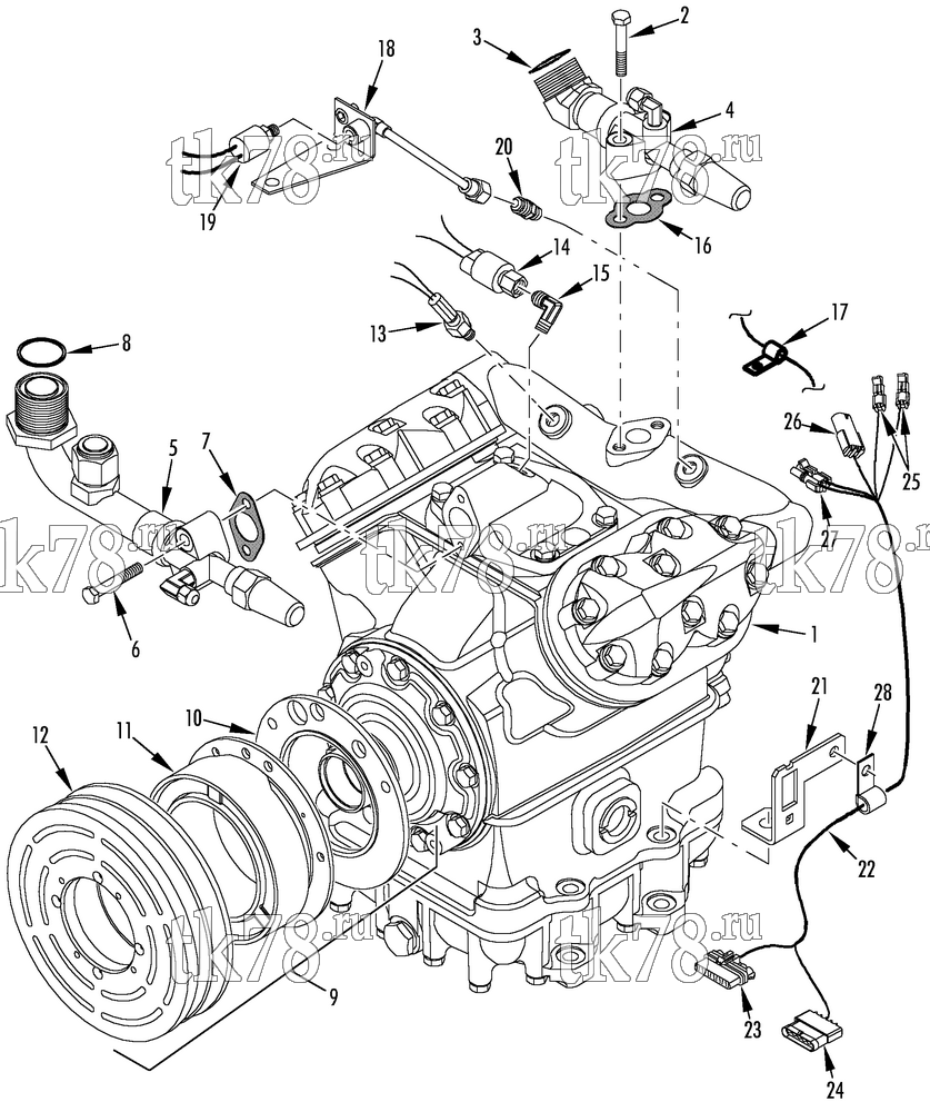Каталог запчастей для Thermo King  COMPRESSOR GROUP (1E17057G04, KIT 720312)