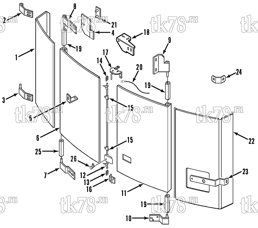 Каталог запчастей для Thermo King SL-200e CONDENSER DOORS (SR-2 controller)