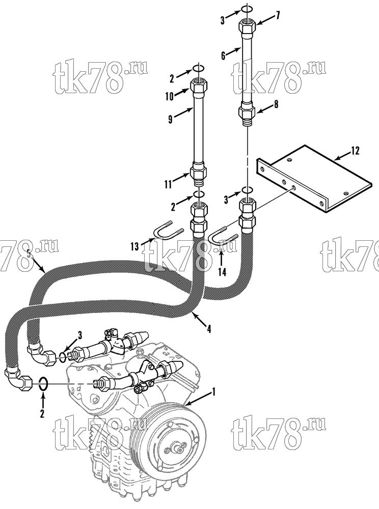 Каталог запчастей для Thermo King T2-M98 COMPRESSOR CONNECTIONS & HOSES (815765)