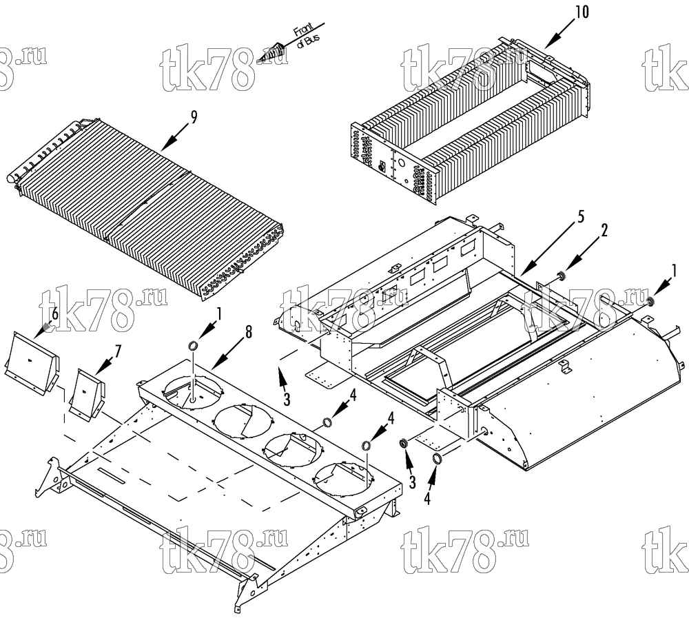 Каталог запчастей для Thermo King Coach RT 1000 (System 920289) FRAME & COILS