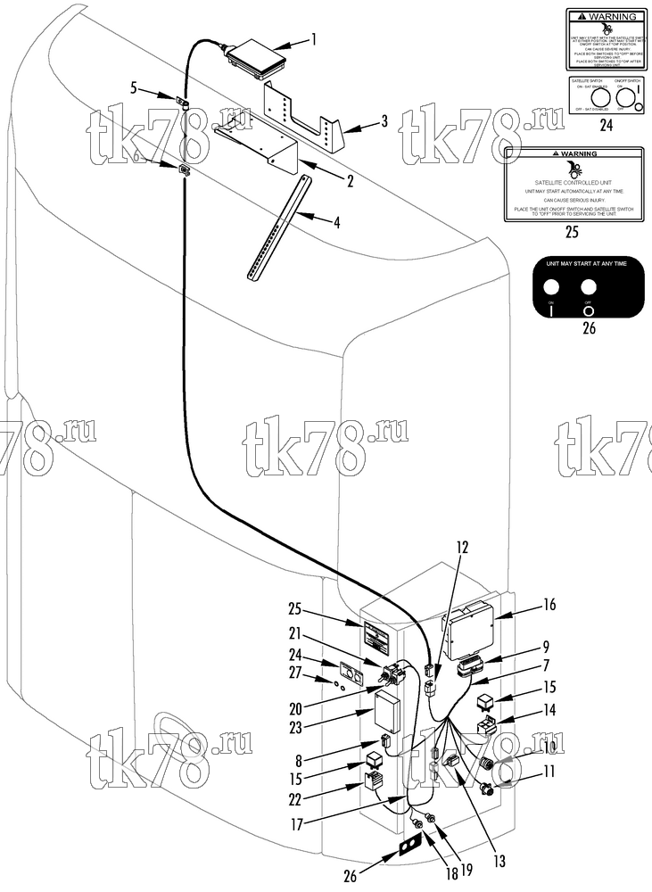 Каталог запчастей для Thermo King  TRAC-KING SATELLITE 2-WAY RAIL (uP-VI, 720404)