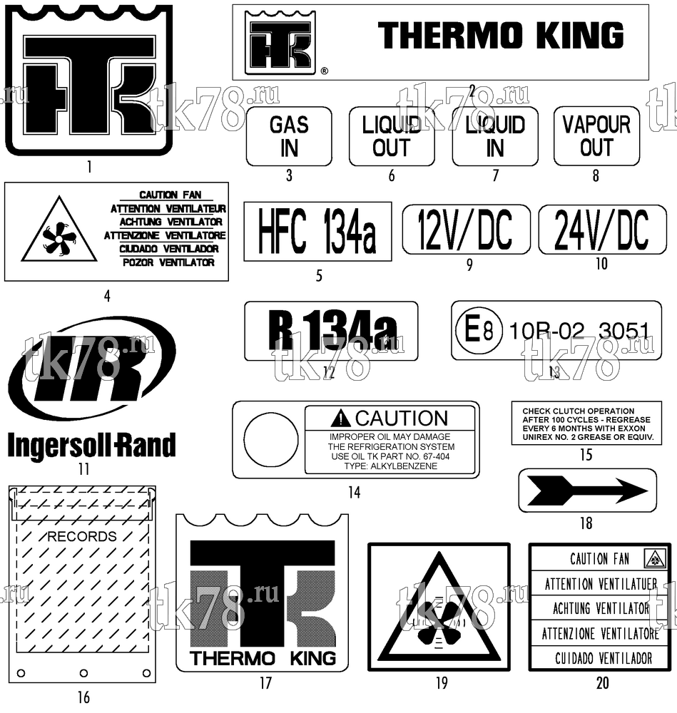 Каталог запчастей для Thermo King  NAMEPLATES