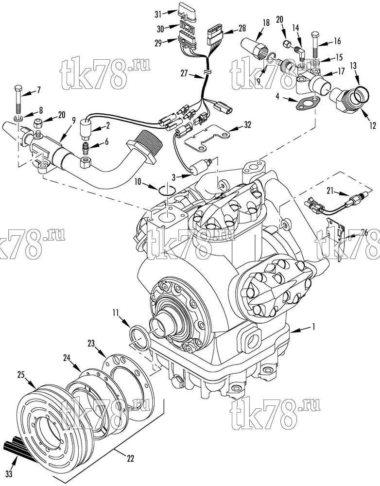 Каталог запчастей для Thermo King  COMPRESSOR GROUP (2C45049G08, KIT 720643)