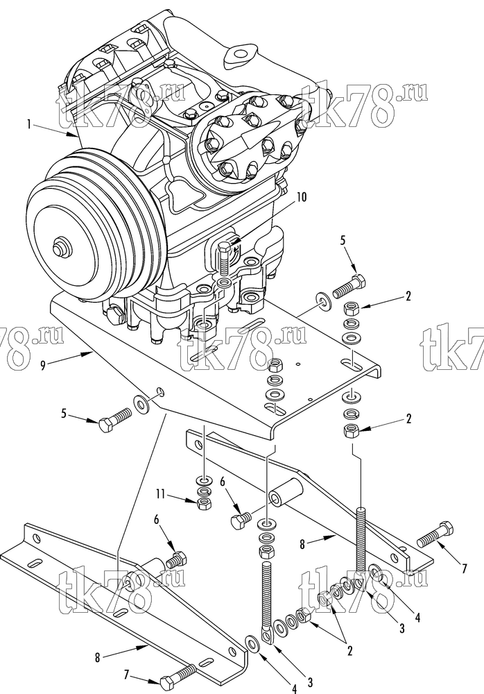 Каталог запчастей для Thermo King LRT-SP (901219) COMPRESSOR MOUNTING GROUP