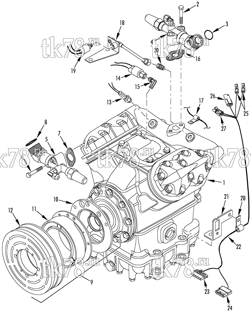 Каталог запчастей для Thermo King  COMPRESSOR GROUP (9240C43G07, KIT 720559)