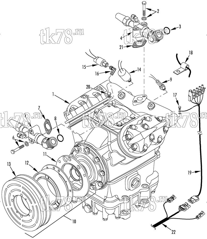 Каталог запчастей для Thermo King LRT-I 1004 (System 918894) COMPRESSOR GROUP (2C25335G02, KIT 715887)