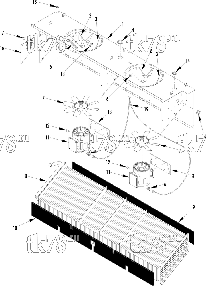 Каталог запчастей для Thermo King MAGNUM Maersk Sealand EVAPORATOR GROUP (TWO FANS)