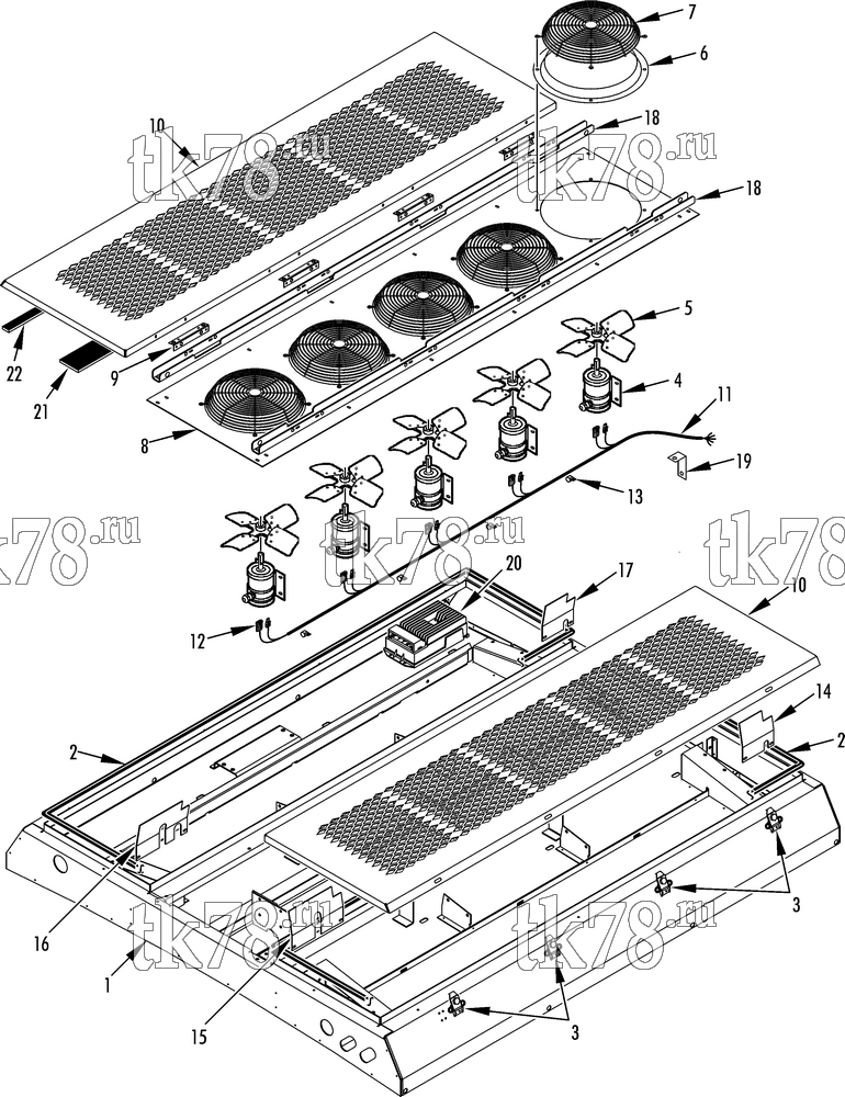 Каталог запчастей для Thermo King AT13-M11 CONDENSER STRUCTURAL & ELECTRICAL (R5C)