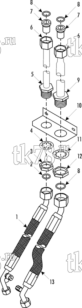 Каталог запчастей для Thermo King CITI-RT Split HOSE KIT (718670)