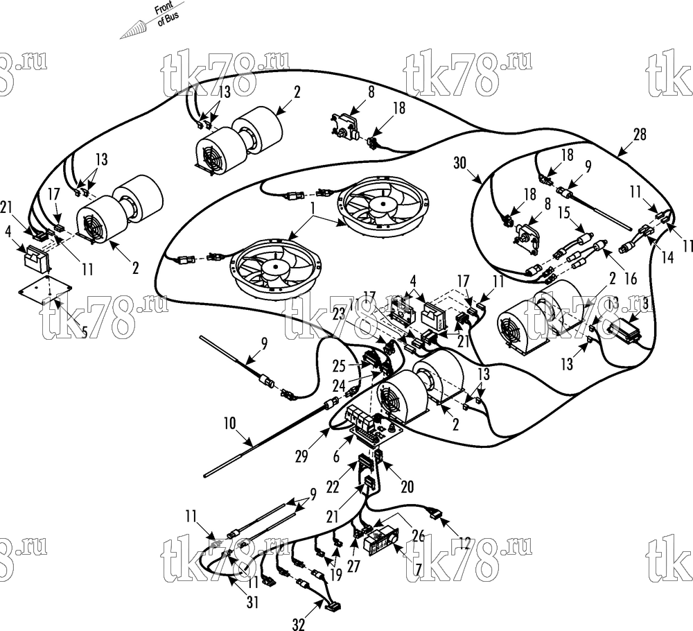 Каталог запчастей для Thermo King XR-50 1004 Transit Bus Jonckheere ELECTRICAL COMPONENTS