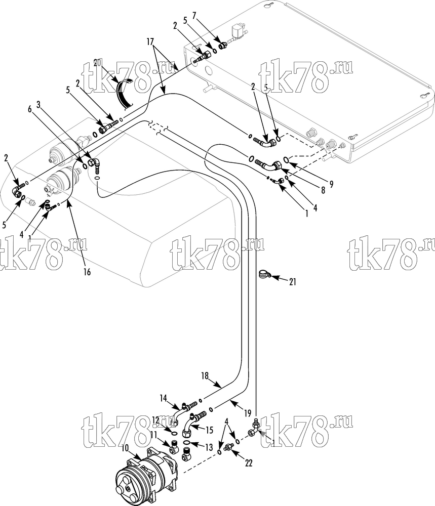 Каталог запчастей для Thermo King V-300 Series DSR HOSE CONNECTIONS (V-200/300 10 & 30 after Nov 10)