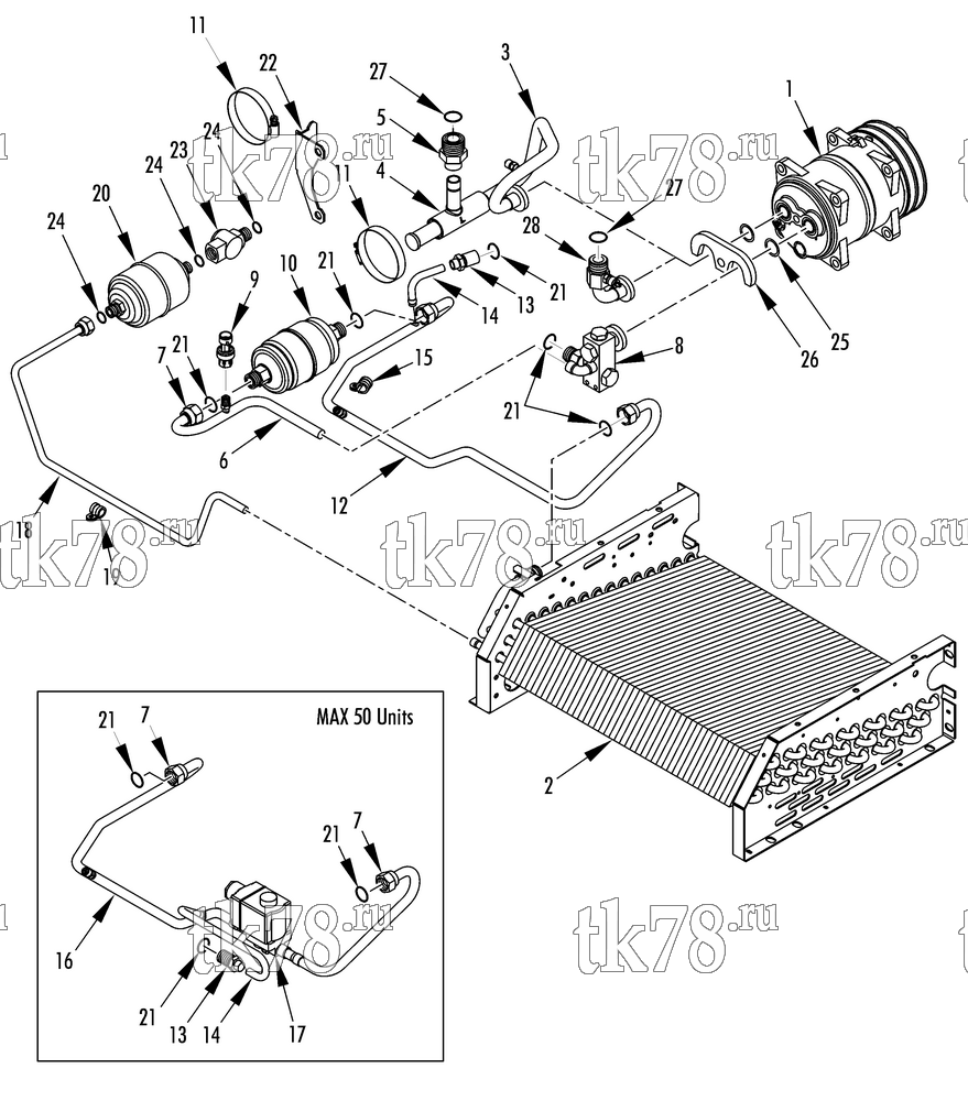 Каталог запчастей для Thermo King V-200 TC & TCI DSR CONDENSER REFRIGERATION (V-200/300 20/50, before Jan 12)