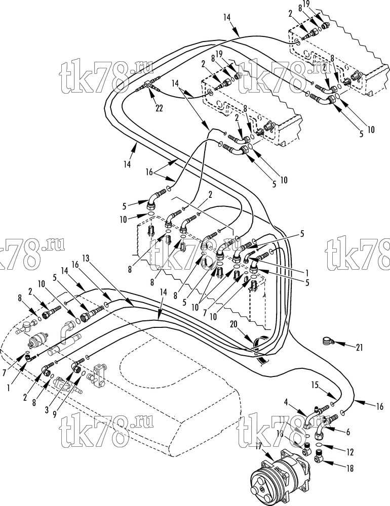 Каталог запчастей для Thermo King V-200 TC & TCI DSR HOSE CONNECTIONS (V-200/300 TC)