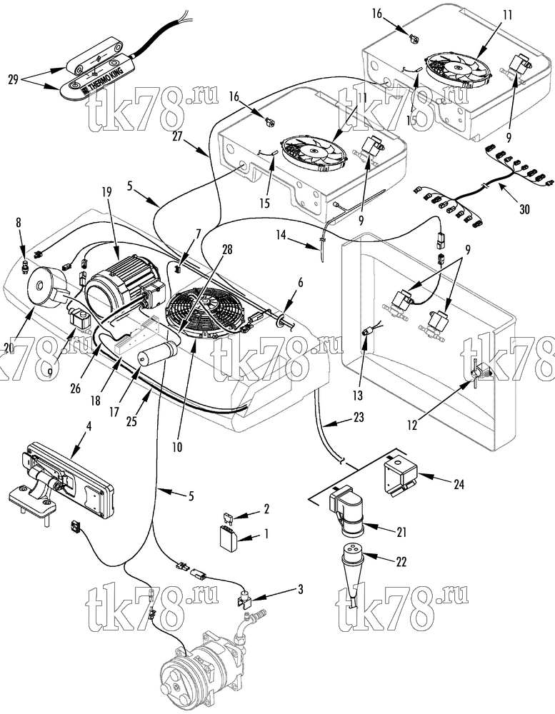 Каталог запчастей для Thermo King V-200 TC & TCI DSR ELECTRIC COMPONENTS (V-200/300 TC 20/50)