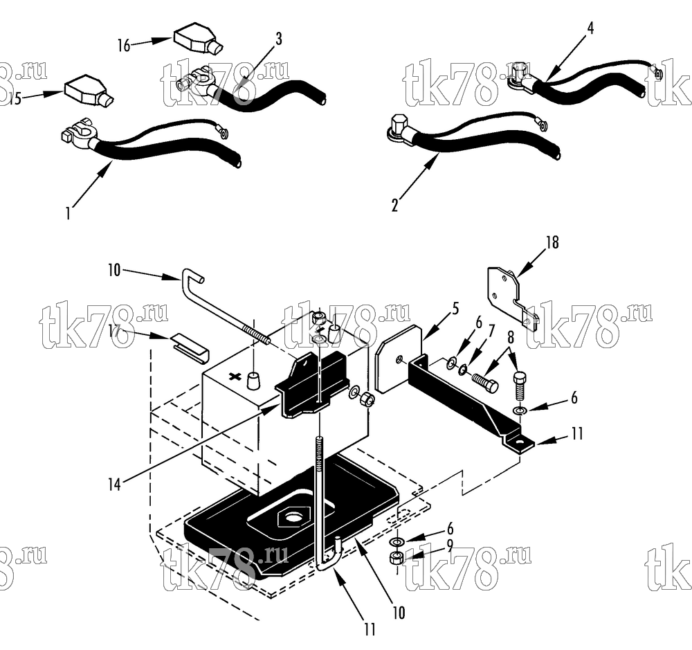Каталог запчастей для Thermo King Super-II 30 190Y BATTERY MOUNTING GROUP