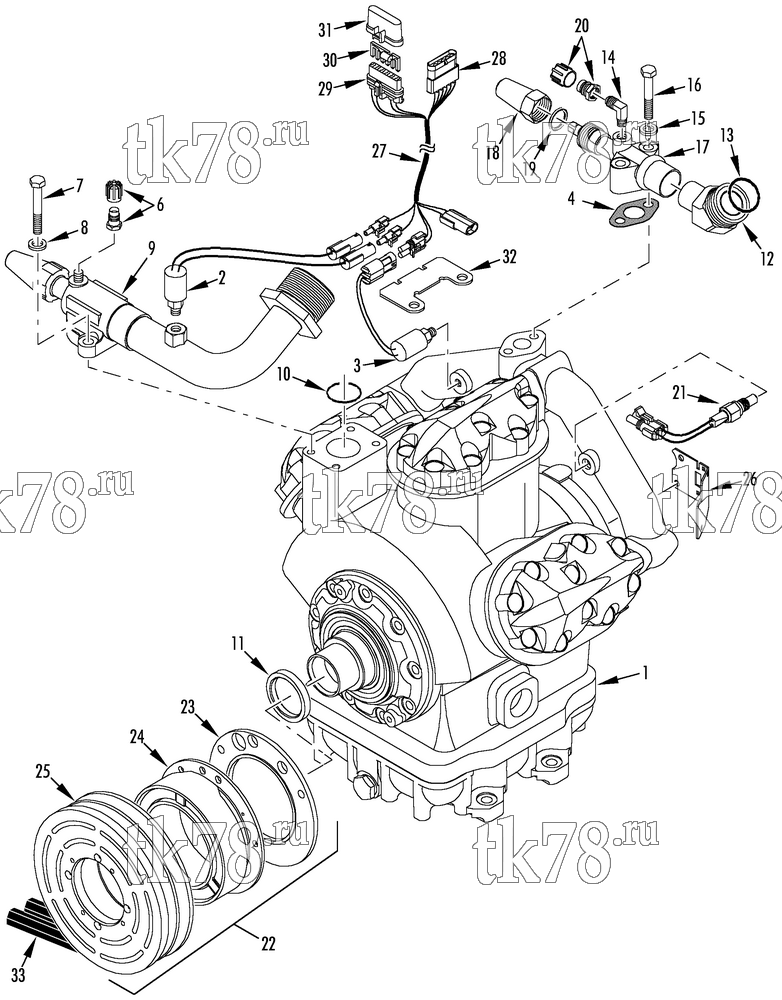 Каталог запчастей для Thermo King AT13-M4 COMPRESSOR GROUP (2C45049G07, KIT 720572 & 700907)