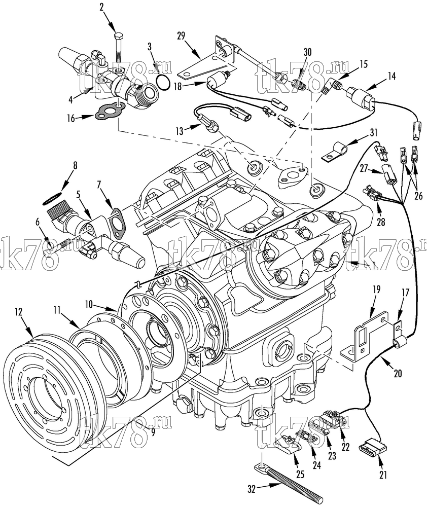 Каталог запчастей для Thermo King  COMPRESSOR GROUP (1E17057G05, KIT 720735)