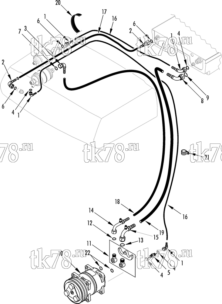 Каталог запчастей для Thermo King  HOSE CONNECTIONS (V-100 10, 30 after 10/11)