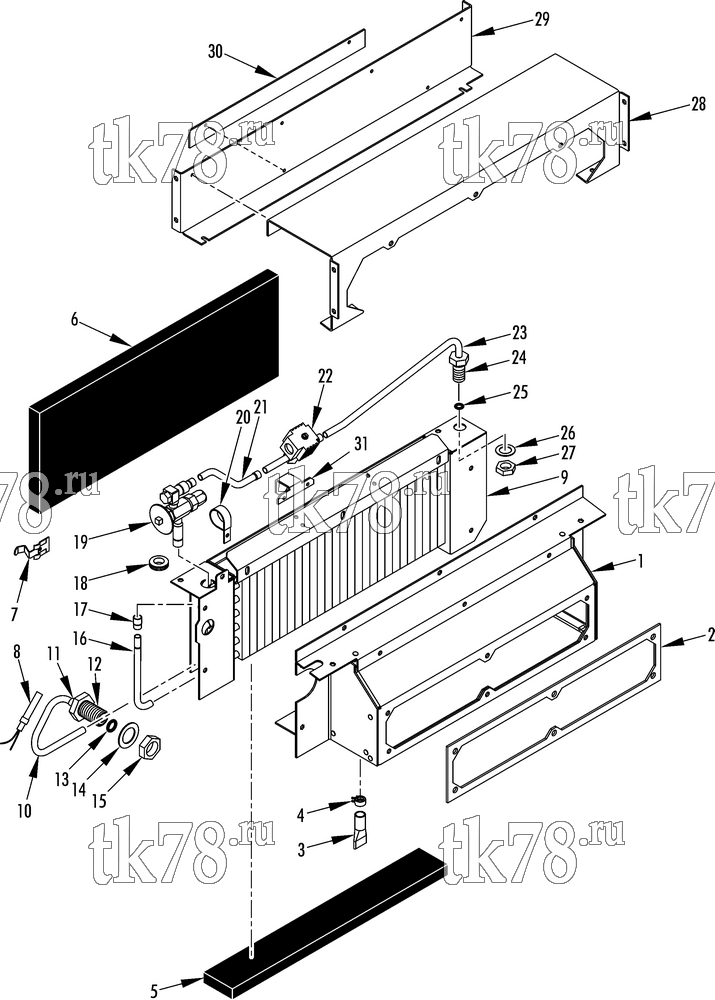 Каталог запчастей для Thermo King Bus Hybrid Battery Cooler Evaporator Units BATTERY COOLER (R22, 720557)