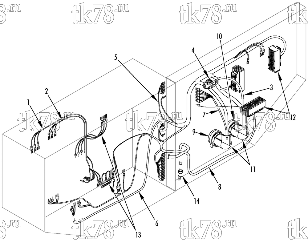 Каталог запчастей для Thermo King TA-1100 & A-1050N CONTROL BOX HARNESSES (TA-1100)