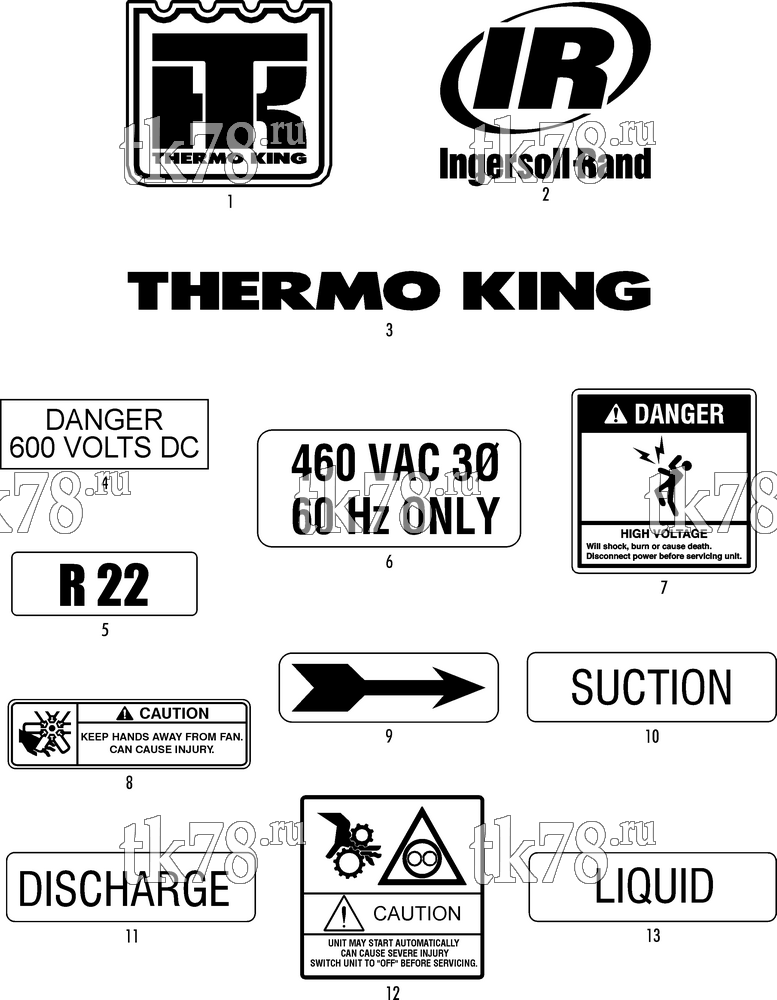 Каталог запчастей для Thermo King REH-M3 NAMEPLATES
