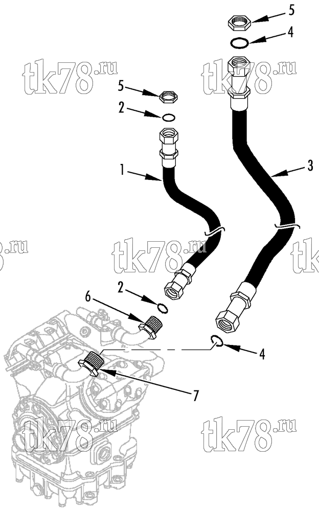 Каталог запчастей для Thermo King R5-M32 COMPRESSOR CONNECTIONS AND HOSES