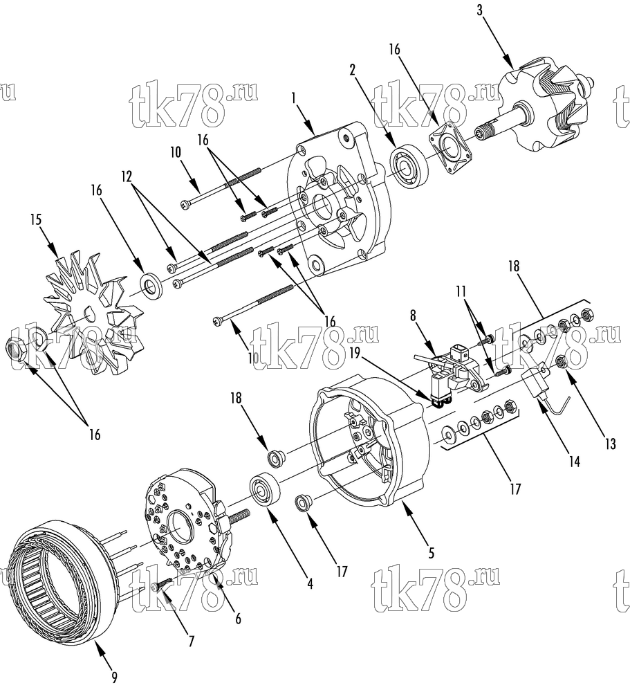 Каталог запчастей для Thermo King SPECTRUM SB TCI ALTERNATOR ASSEMBLY (120 AMP CCW FAN)