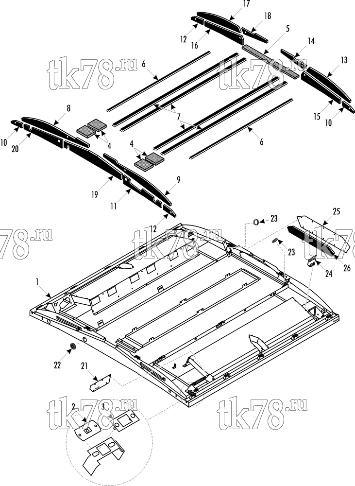 Каталог запчастей для Thermo King LRT-III W 1000 IRISBUS (System 920108) EVAPORATOR FRAME & INSULATIONS