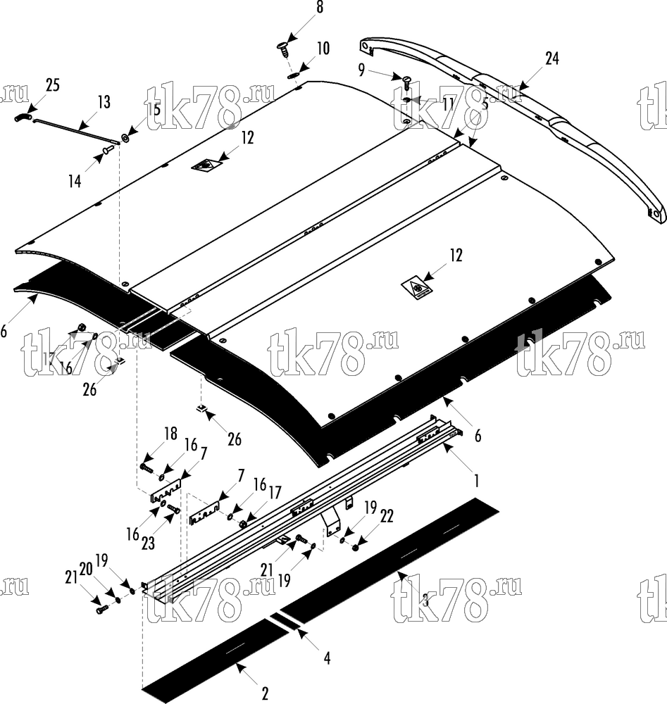 Каталог запчастей для Thermo King LRT-III W 1000 IRISBUS (System 920108) EVAPORATOR COVERS & INSULATIONS