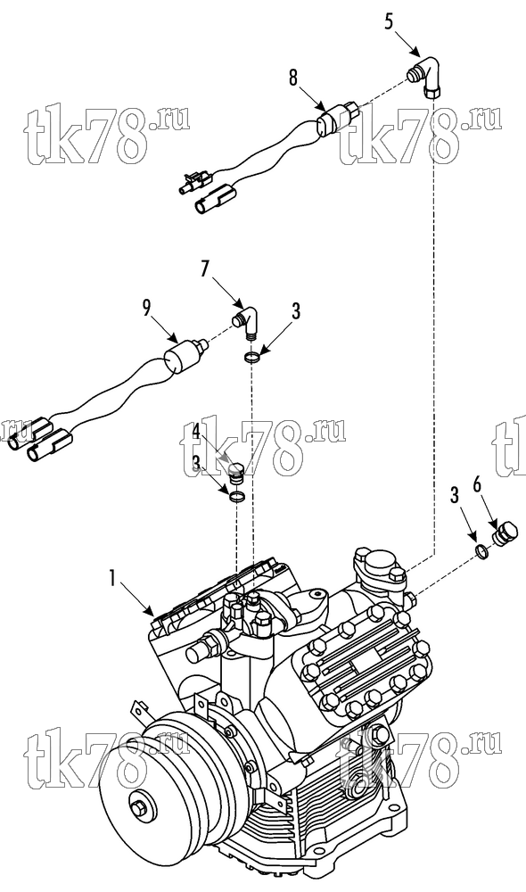 Каталог запчастей для Thermo King LRT-III W 1000 IRISBUS (System 920108) COMPRESSOR GROUP (KIT 720842)