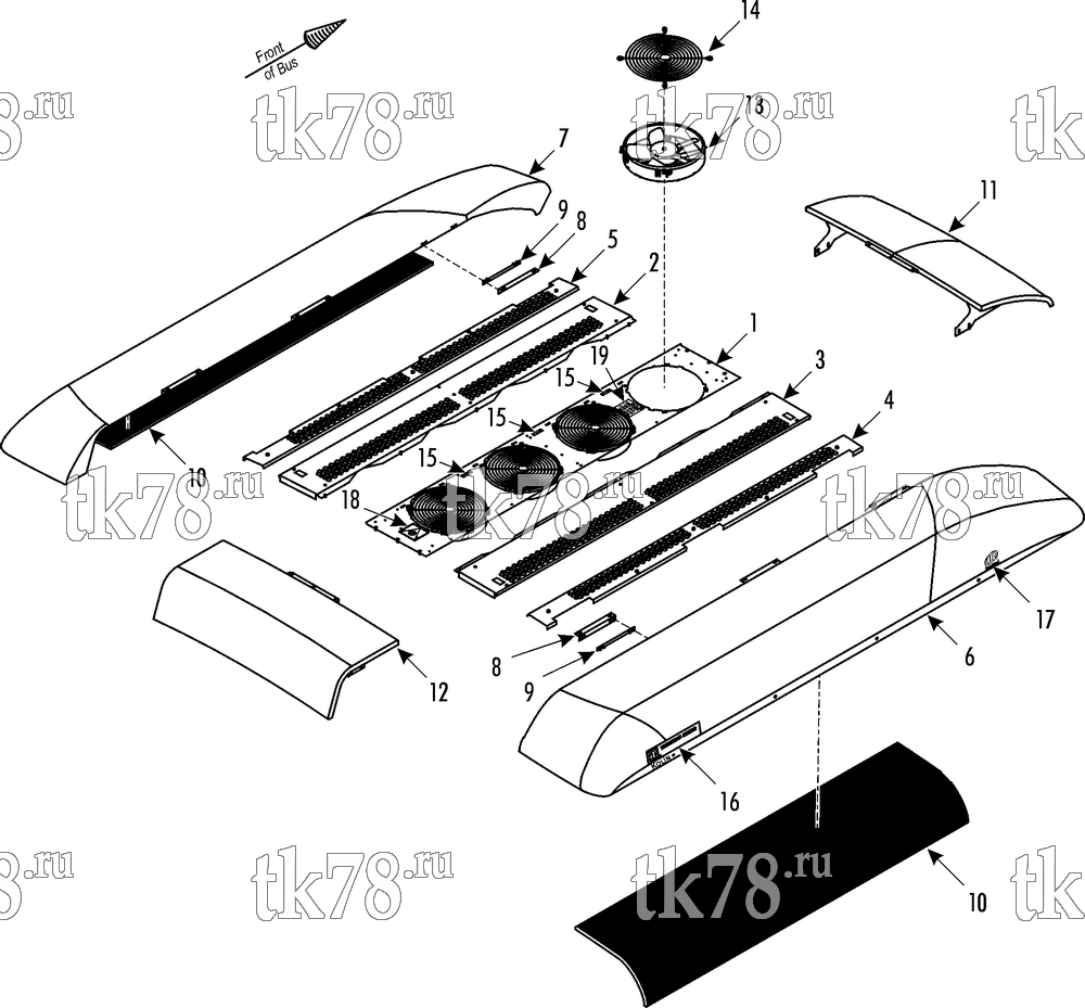 Каталог запчастей для Thermo King CRT-II 1004 N Frigicoll STRUCTURAL - COVERS & FANS