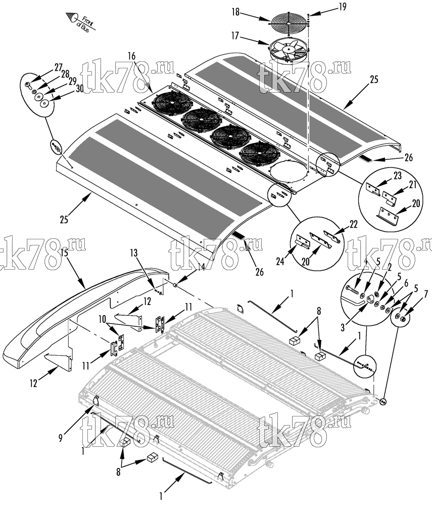 Каталог запчастей для Thermo King LRT-HP M6 1000 (900273) CONDENSER STRUCTURAL & FANS