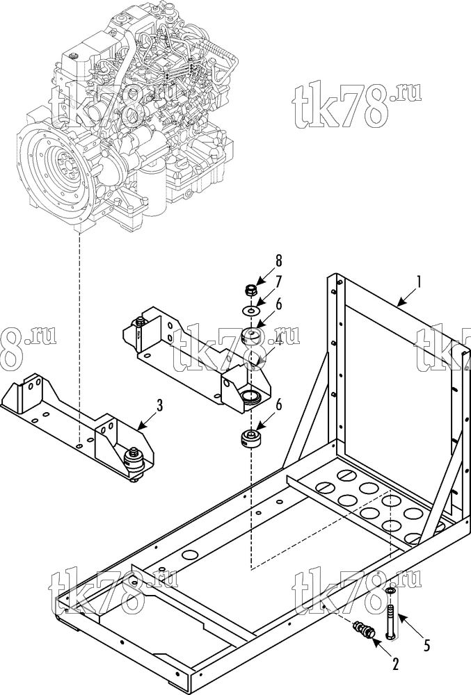 Каталог запчастей для Thermo King T11-M132 & M134 (EL Dorado Honolulu) FRAME & ENGINE MOUNTING