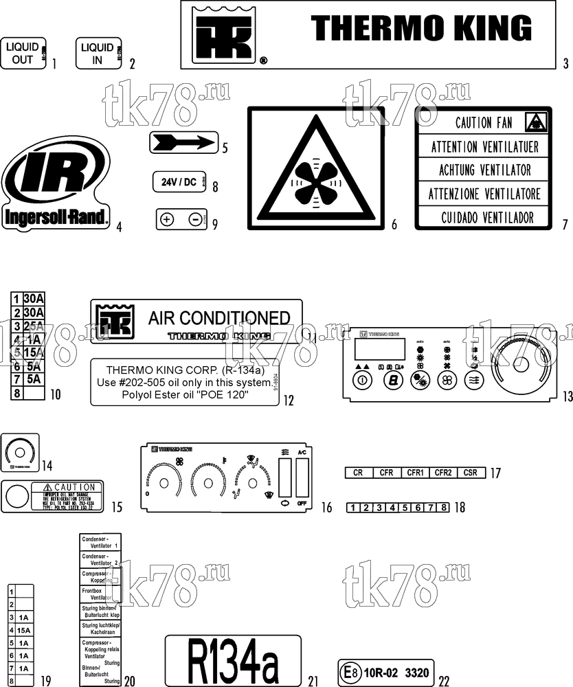 Каталог запчастей для Thermo King XR-50 1004 Berkhof NAMEPLATES