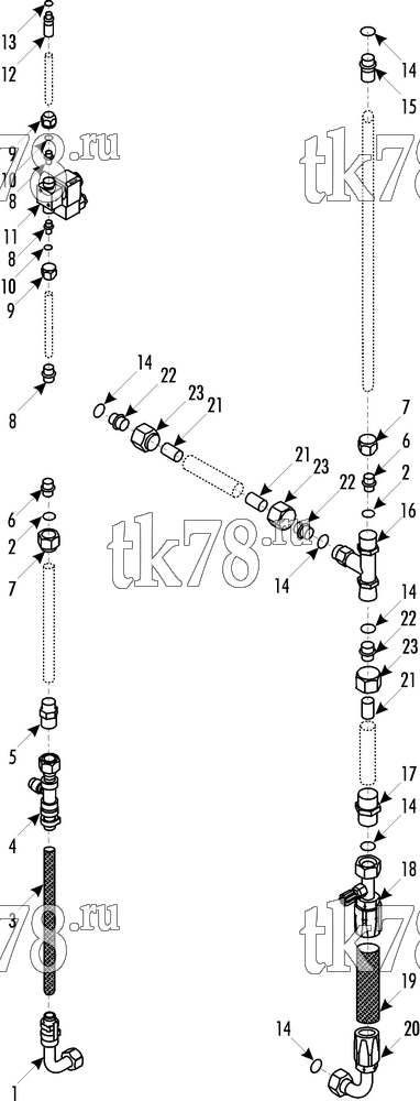 Каталог запчастей для Thermo King XR-50 1004 Berkhof FITTINGS & HOSE KIT