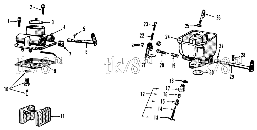 Каталог запчастей для Thermo King AM2 GASOLINE CARBURETOR ASSEMBLY