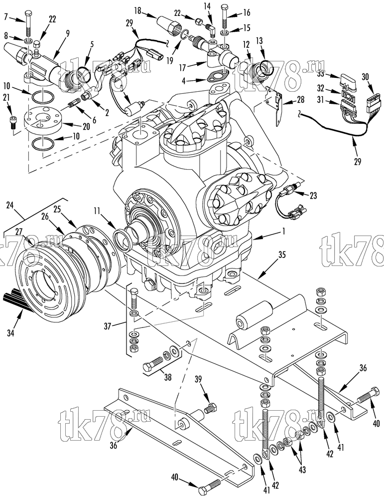 Каталог запчастей для Thermo King  COMPRESSOR GROUP (1E08480G01, KIT 720274)