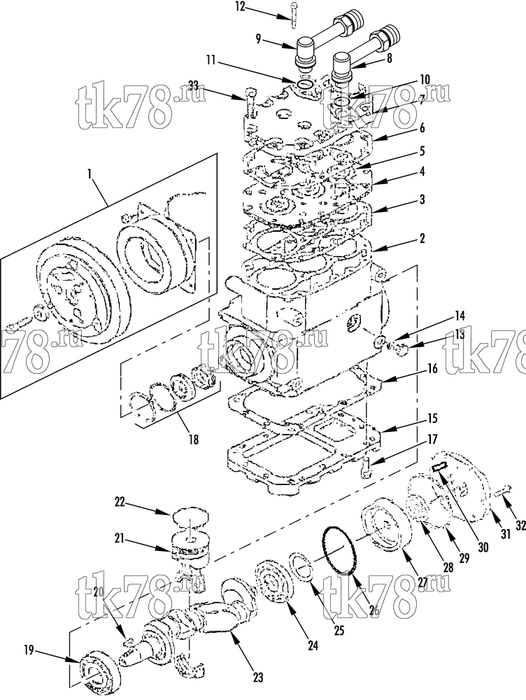 Каталог запчастей для Thermo King V-700 Series DSR COMPRESSOR ASSEMBLY (TK315)