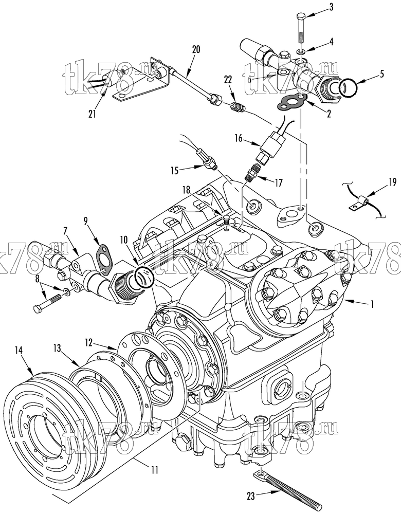 Каталог запчастей для Thermo King  COMPRESSOR GROUP (5D37227G40, KIT 700118)