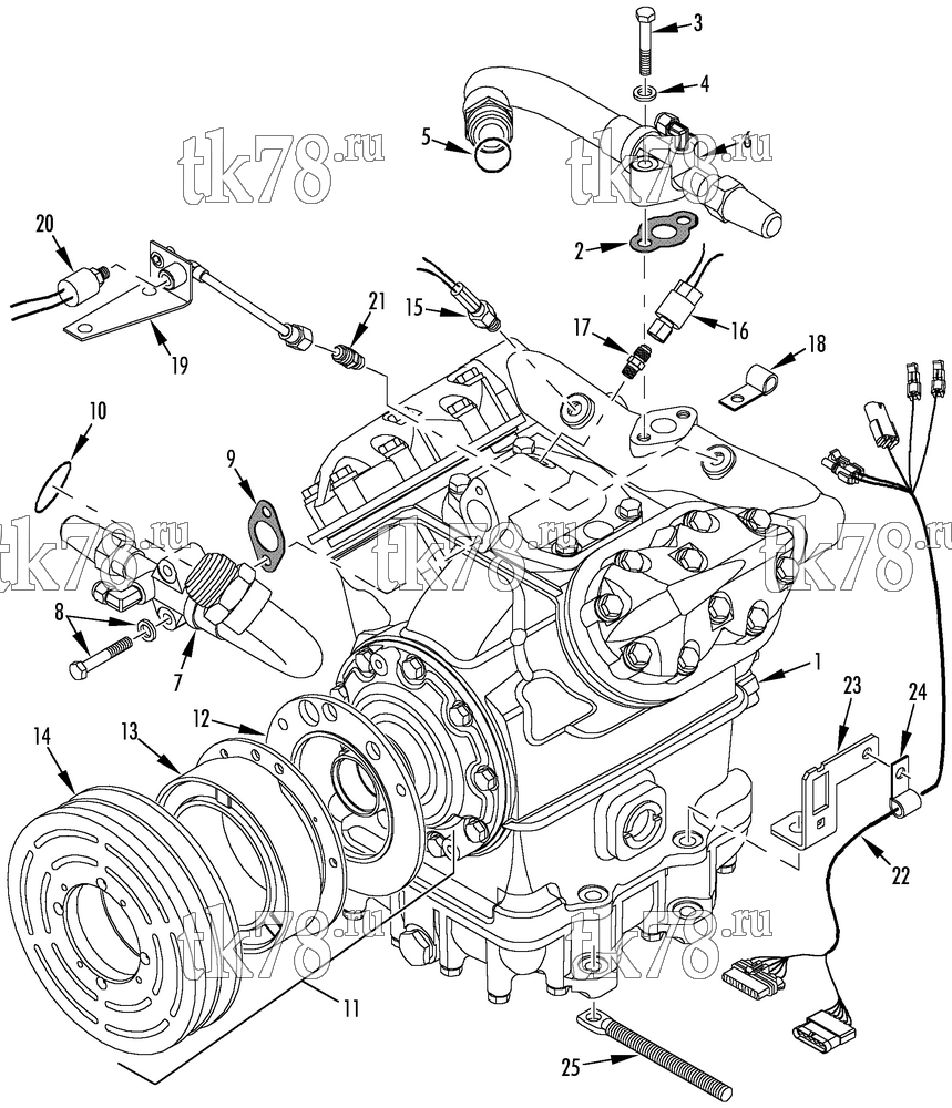 Каталог запчастей для Thermo King T1-M135 COMPRESSOR GROUP (1E25943G01, KIT 700065)