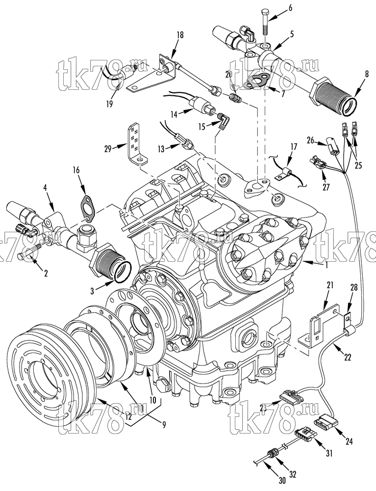Каталог запчастей для Thermo King LRT-SP (System 920280) COMPRESSOR GROUP (2C45839G07, KIT 720776)