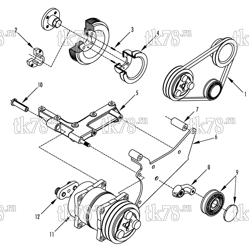 Каталог запчастей для Thermo King  DRIVE KIT (IVECO DAILY 2.3 motor F1A, 12140384)