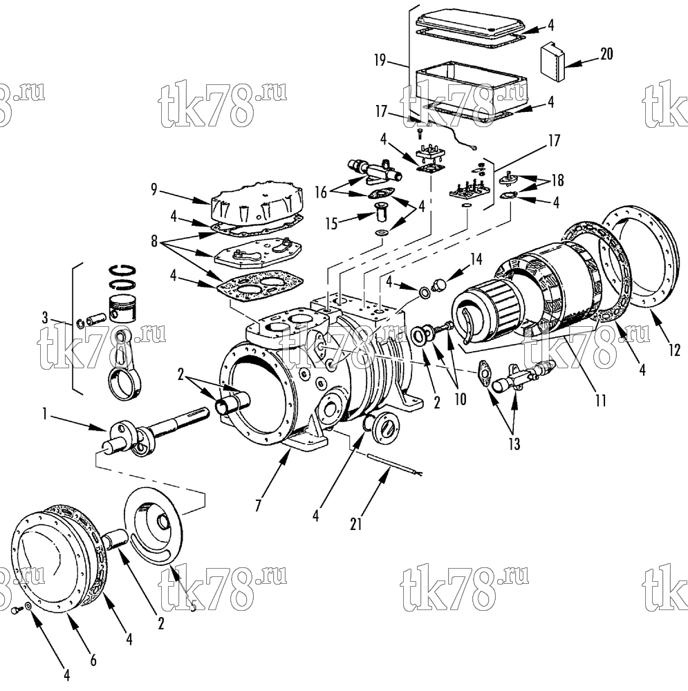 Каталог запчастей для Thermo King V-500 & V-500 MAX COMPRESSOR (D2 11Y 230/3/60)